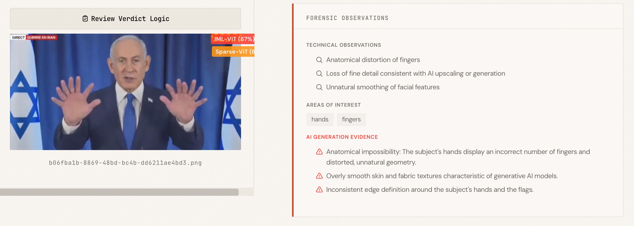 ImageWhisperer: AI generation evidence with forensic analysis